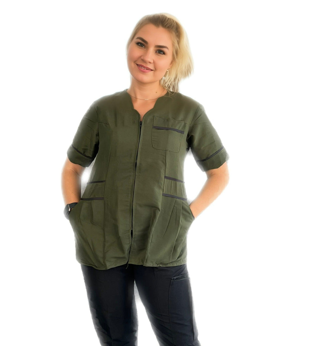 filipinas de dama, uniformes hoteleros, hemos utilizado una mezcla de alta calidad de 55% algodón y 45% poliéster que no se transparenta, y costuras reforzadas y costuras para uniformes de lactancia extra duraderos.