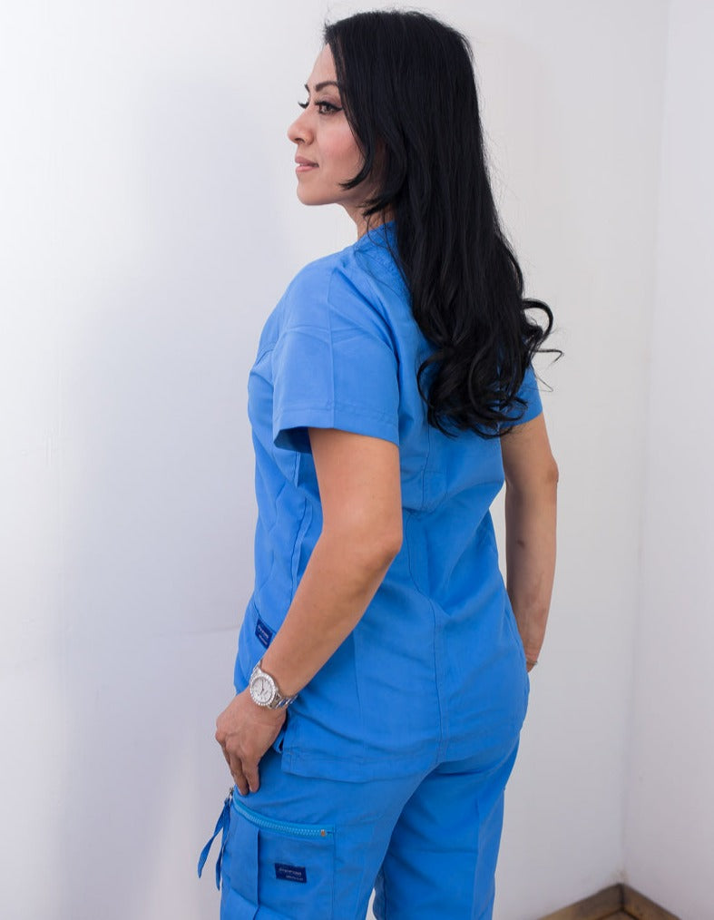 Filipina Médica de Mujer Camisola azul HULA Greys Uniformes Stanford