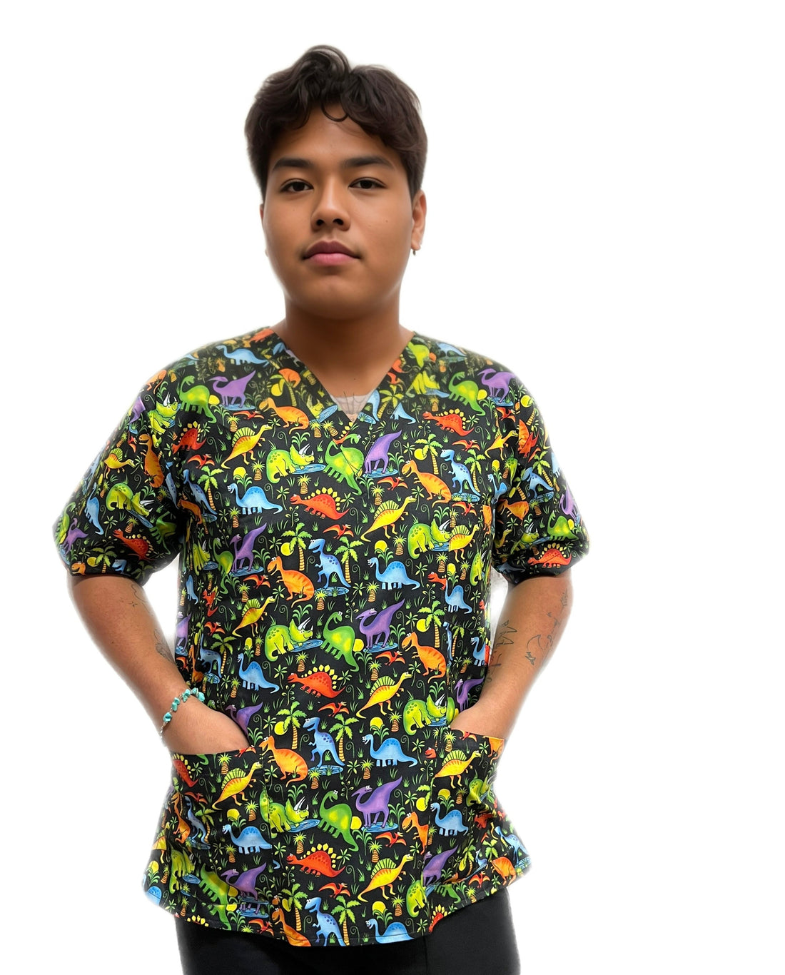 Filipina estampada para pediatra, SPA, salón de belleza o quirúrgico uniformes Stanford