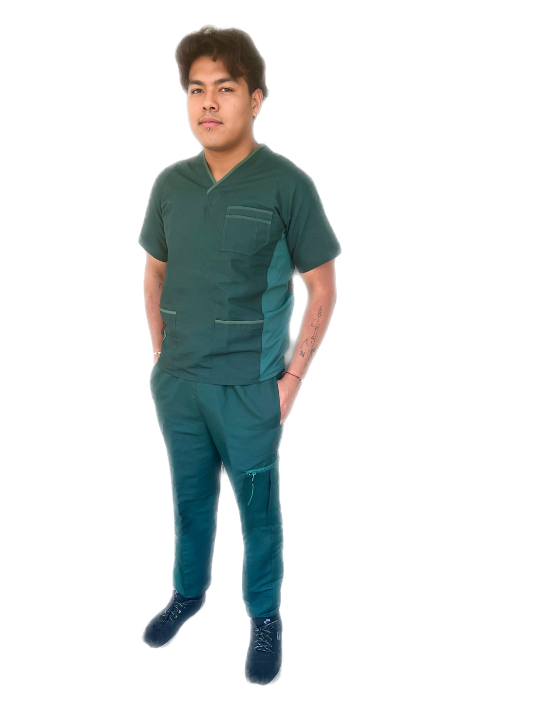 Conjunto quirúrgico verde jade antifluido blanco uniformes Stanford. 35% algodón 65% poliéster, alta blancura, resistente a arrugas, no encoje, no se decolora, lavado fácil en lavadora o manos, para hombre comprar en México en tienda online uniformesstanford.mx uniformes Stanford hecho en México para los profesionales médicos, doctores y enferme