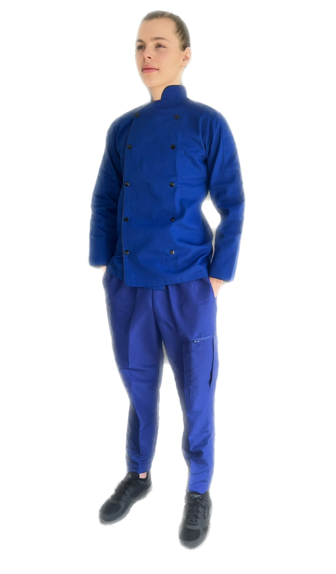 Uniformes Stanford para chef, chamarra de chef unisex de doble botonadura, ligera con costuras de color, uniforme de chef