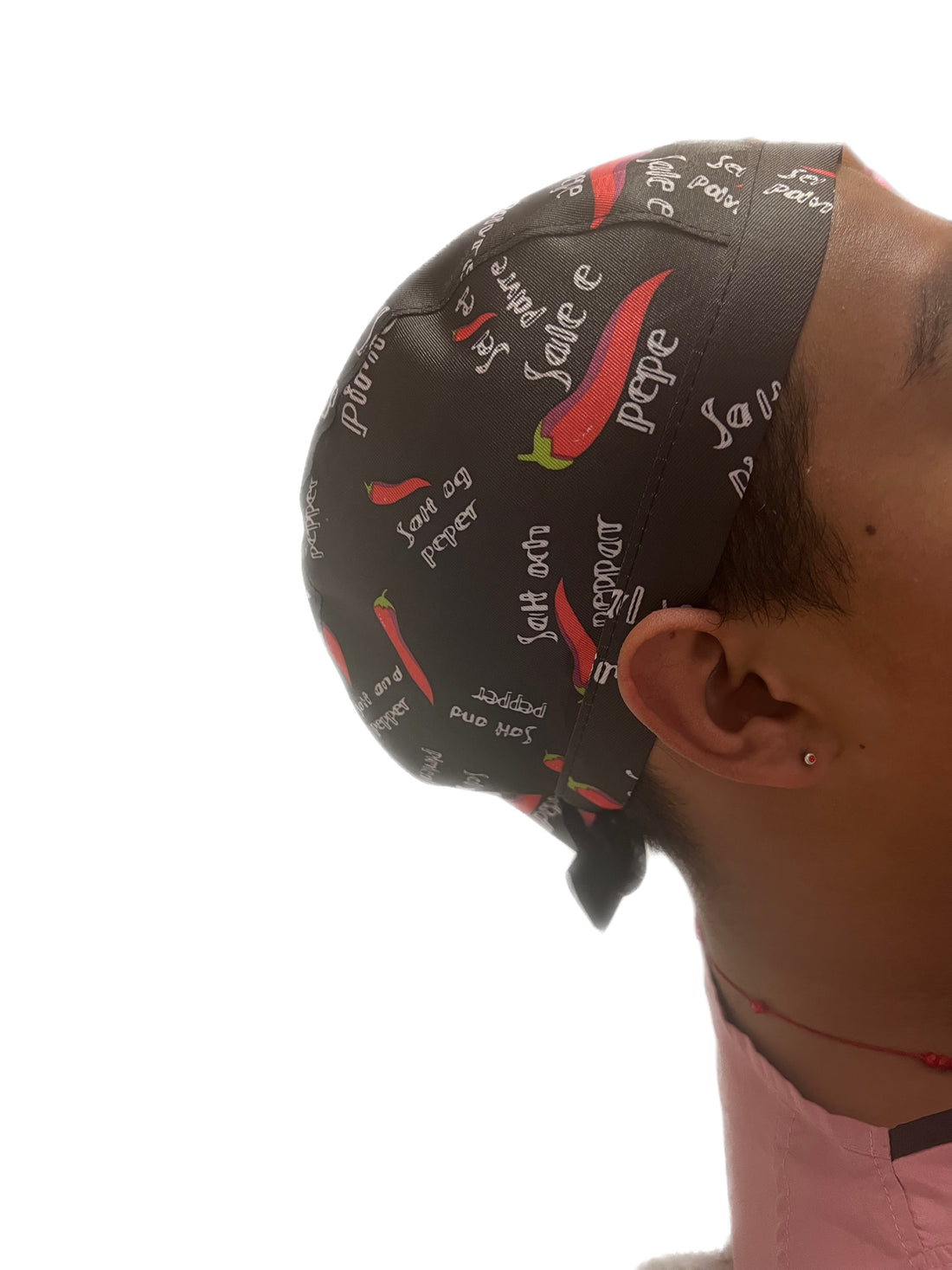 Gorro para CHEF negro con estampado Uniformes Stanford restaurante