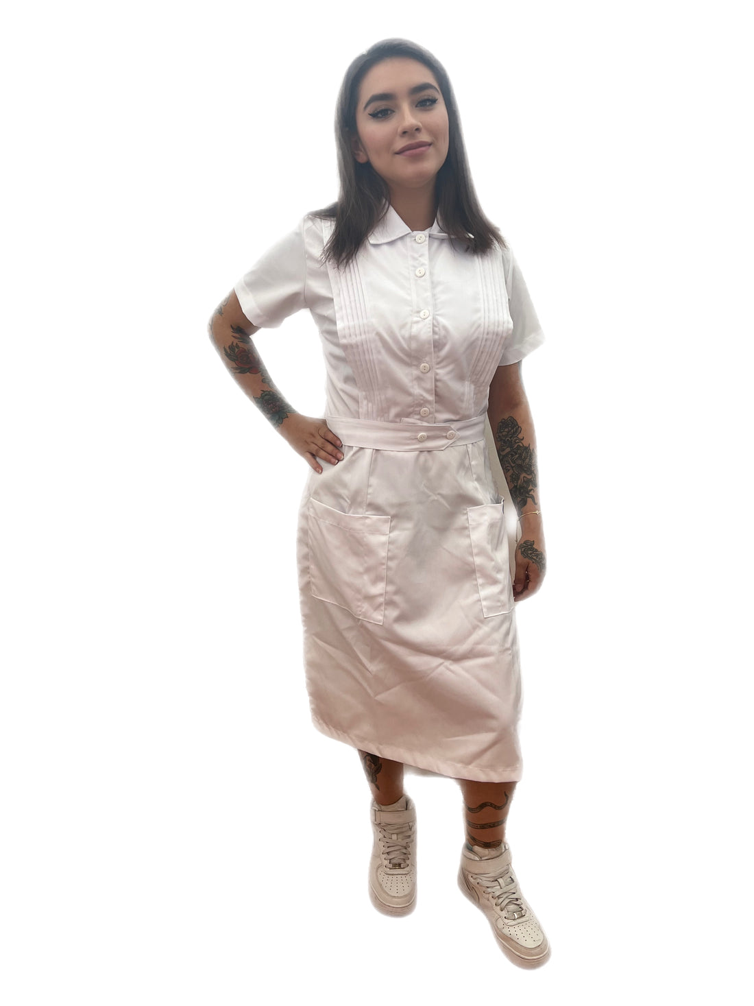 Vestido de enfermería manga corta uniforme médico